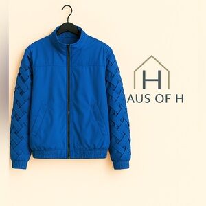 Teddi Royal Blue Kids Woven-Sleeve Jean-Style Jacket